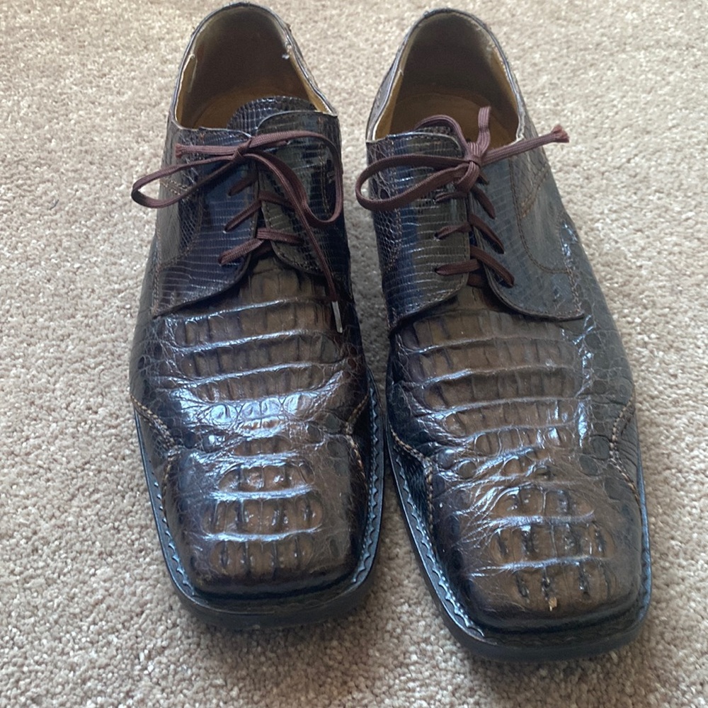Slick Exotica Shoes Genuine Alligator Brown